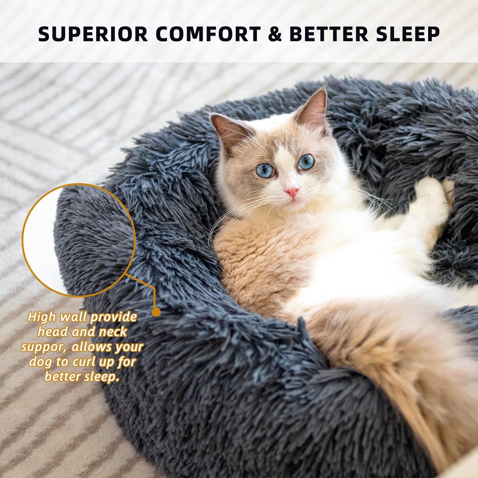 Orthopedic™ Round Pet Bed for Deep, Comfortable Sleep
